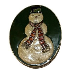 Snowman Enamel Trinket Box – Jeweled Holiday Keepsake